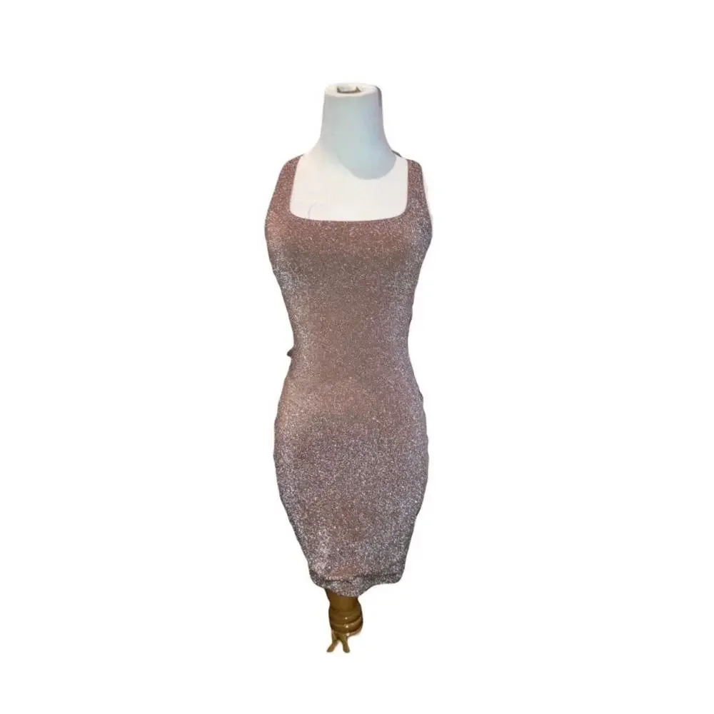 SKIMS Size 4X Glitter Swim Cover up Beach Pool Metallic Dress Jasper Brown New